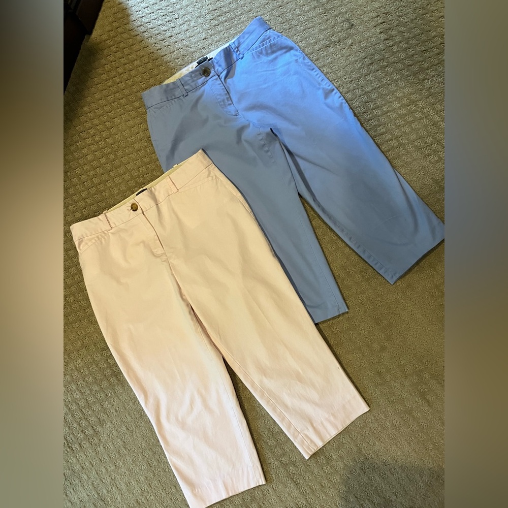 Lot of 2 Talbots Sz 8P Curvy Cropped Pants - Light Blue & Pale Pink 32x28x19 in